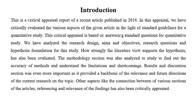 Critical Analysis Assignment Answer