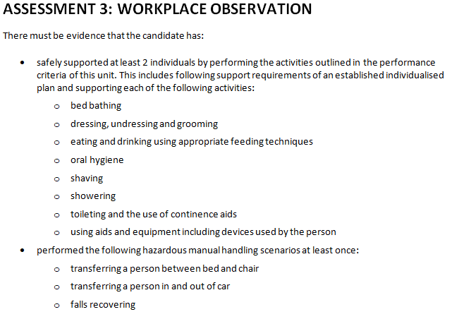 CHCCC001 workplace simulation assignment sample