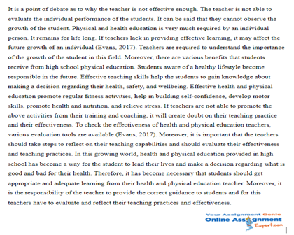 Health and Physical Education assignment sample 3