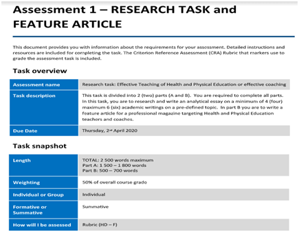 Health and Physical Education assignment sample