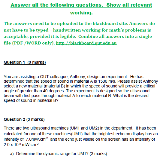 acoustics assignment sample