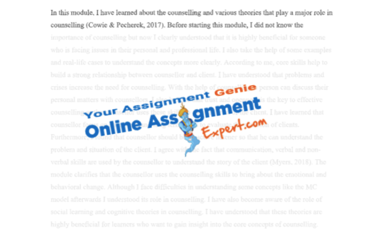 counselling assignment sample
