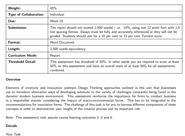 creative writing assignment sample