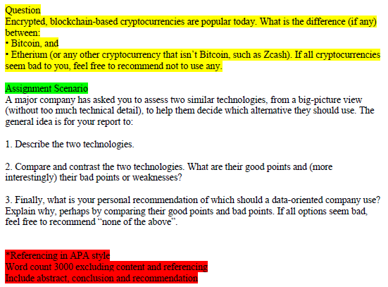 help with bitcoin assignment sample