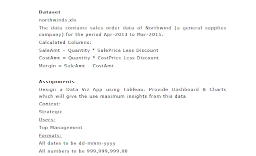 tableau assessment sample