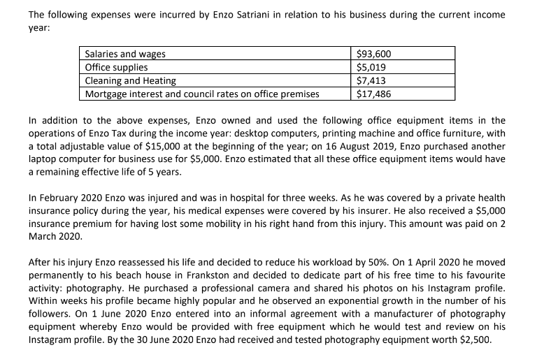 tax adjustment case study assignment question