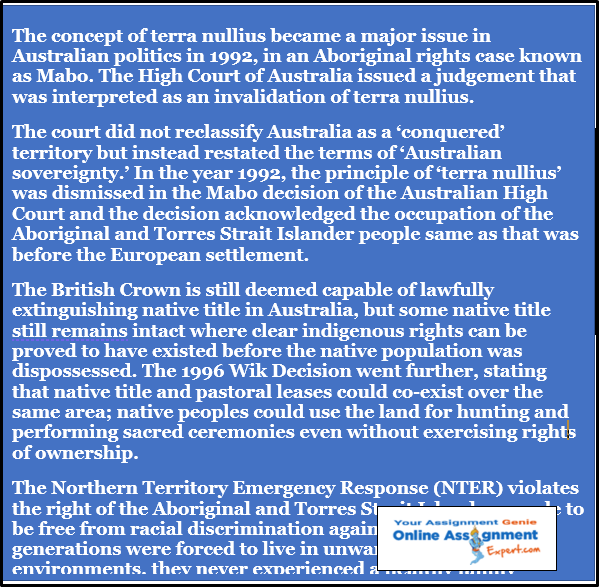 Terra Nullius Essay Writing Assignment Help 1